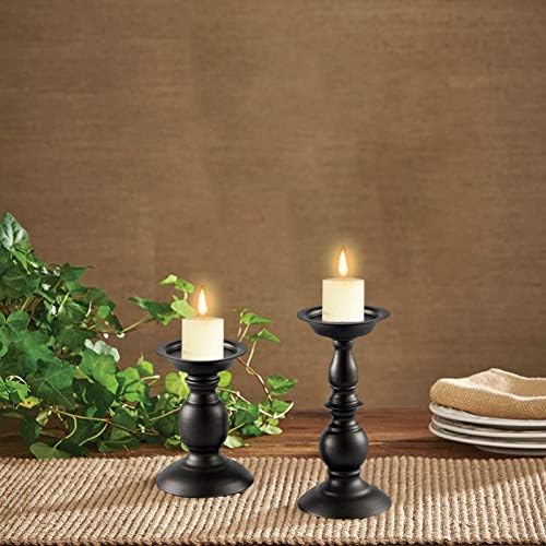 Black Metal Pillar Candle Holders Set of 2 - Image 6