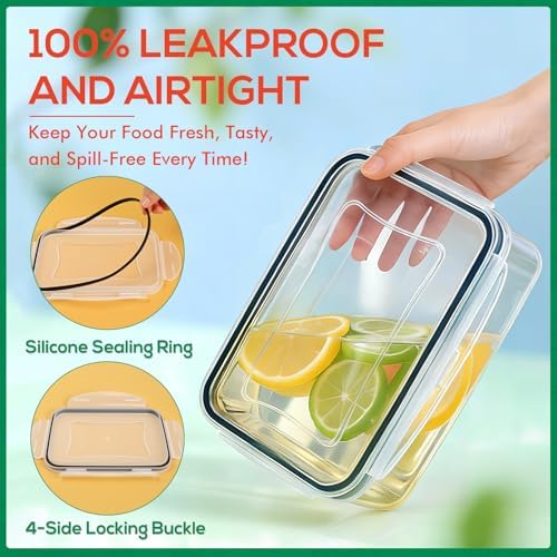 6 Pack Large Thick Plastic Food Storage Containers with Lids Airtight - Image 4