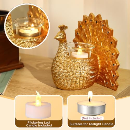 Peacock Tealight Candle Holder, Home Decor Gifts for Women Mom Grandma - Image 2