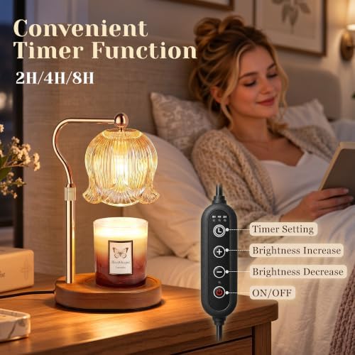 Candle Warmer Lamp with Timer, Adjustable and Dimmable, Gold - Image 6