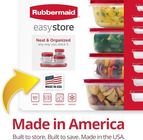 Rubbermaid EasyStore Large Containers, Set, Food Storage Containers with Lids, 18-Piece (Pack of 2) - Image 4