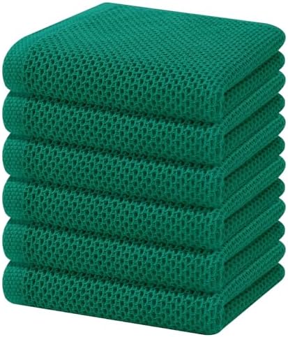 Homaxy 100% Cotton Waffle Weave Kitchen Dish Towels 6-Pack, Dark Green by Homaxy