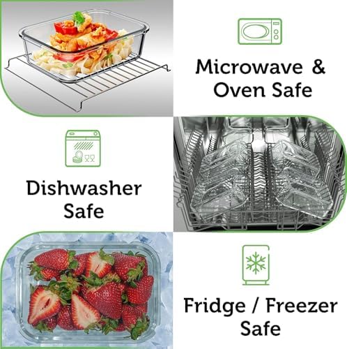 Verel Glass Food Storage Containers with Bamboo Lids (Assorted Sizes, 8 Pack) Eco Friendly Meal Prep Containers Airtight – Plastic Free, BPA Free - Image 3