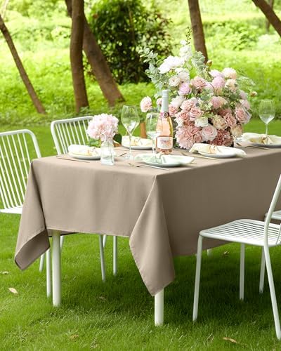 Pureegg Table Cloth for Rectangle Tables - Elegant Linen Mocha Tablecloth Resists Water, Stain, Wrinkle and Heat, Ideal for Dining, Party, Birthday and Wedding, 52x70 Inch - Image 7