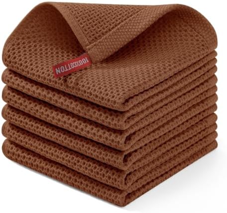 Homaxy 100% Cotton Waffle Weave Kitchen Dish Cloths 6-Pack, Caramel by Homaxy