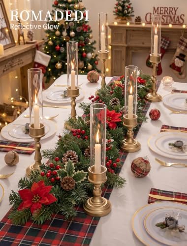 Romadedi Glass Hurricane Candle Holder, Gold Candlestick Holders, Set of 3 - Image 7