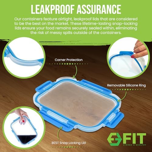 Glass Meal Prep Containers 2 and 3 Compartments, Leak-Proof, 32 oz, 4 Pack - Image 4