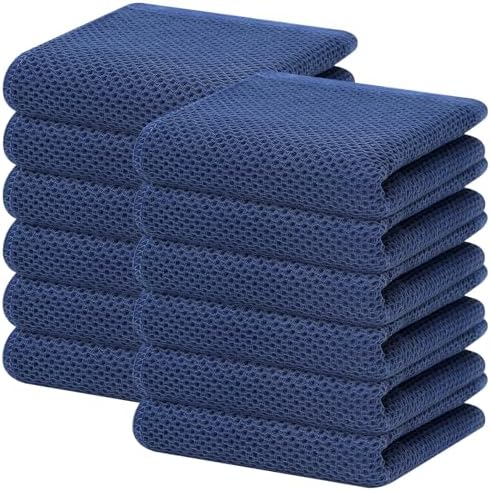 Homaxy 100% Cotton Waffle Weave Kitchen Dish Towels 12-Pack, Navy Blue by Homaxy