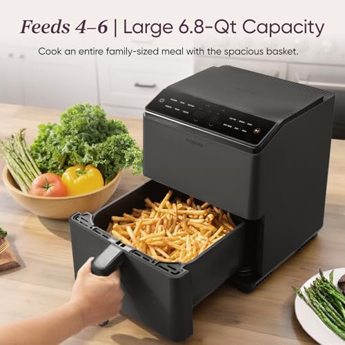 Cosori Smart Air Fryer 6.8 Qt, Dual Heating Elements, Ceramic Coating, Gray - Image 3