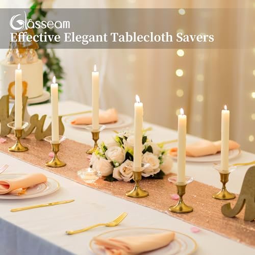 Glasseam Glass Candle Drip Protectors, 24Pcs Clear Bobeches for Candlestick - Image 3