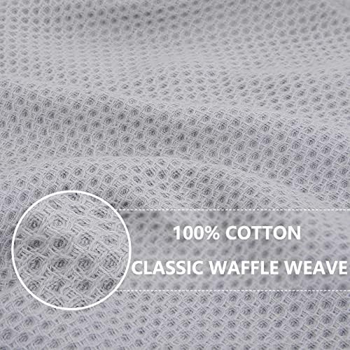 Homaxy 100% Cotton Waffle Weave Kitchen Dish Towels 6-Pack, Light Gray - Image 2