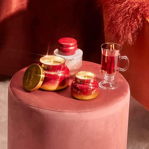 Capri Blue Glimmer Petite Signature Jar Candle - Apple Cider Social Scented Candle with Ombre Glass Candle Holder - Luxury Aromatherapy Candle - Red and Gold (8 oz) - Image 4