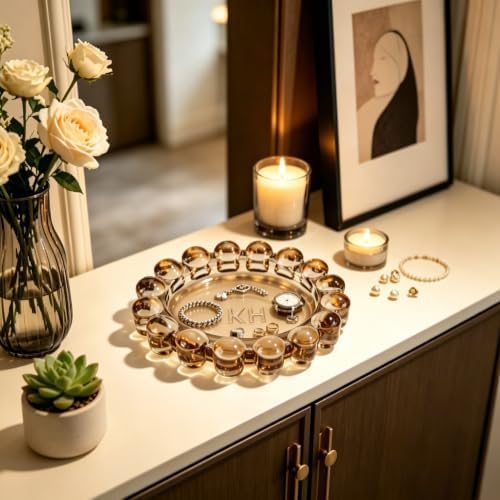 khtumeware Large Chic Smoky Bubble Glass Candle Dish – Modern Clear Glass Candle Holder for Tealights & Diffusers, Decorative Tray for Home & Tabletop Decor（1 Pack） - Image 5