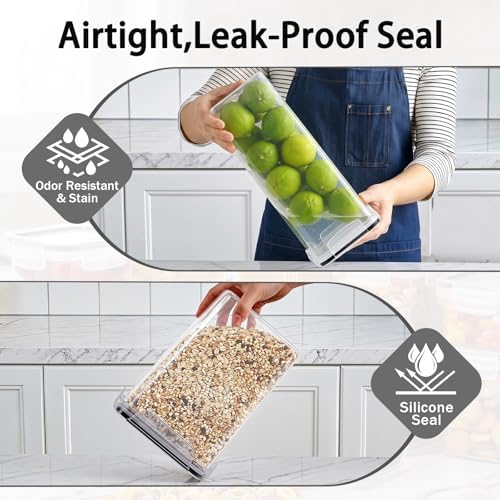 30 PCS Airtight Food Storage Containers with Lids, Plastic Kitchen and Organization Canisters for Cereal, Dry Food, Flour and Sugar, BPA-Free, PVC-Free, Includes Labels & Marker - Image 2