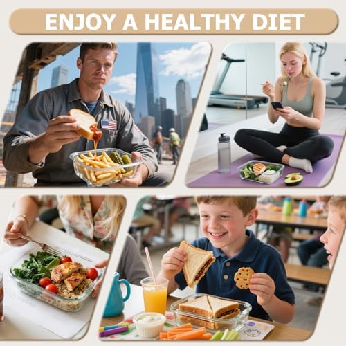 5 Packs 36oz Glass Food Storage Containers with Lids, Stackable Borosilicate Glass Bowls Meal Prep Lunch Containers Microwave Oven Freezer Safe (Gray-5) - Image 6