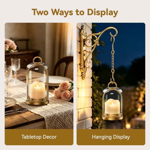 Candle Holder with Flameless Candles & Glass Dome, Set of 3 - Image 6