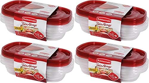 Rubbermaid Take Alongs Food Storage Container, 4-Cup Rectangle, Set of 12, (12 Pack), Red - Image 2