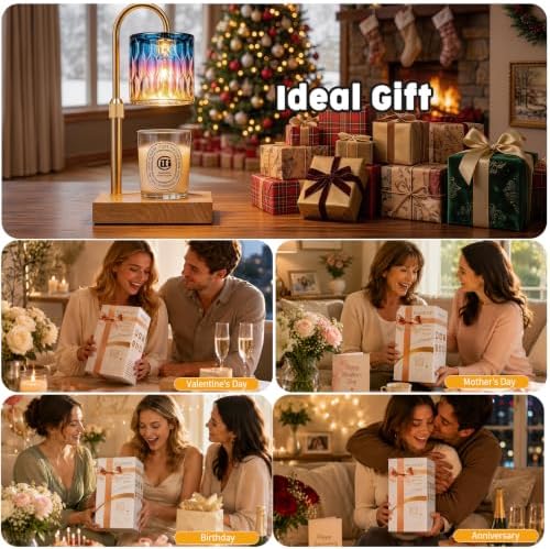 TOACSUCP Candle Warmer Lamp with 3 Bulbs, Adjustable Height Dimmable Candle Warmer with Timer, Compatible with Large Jar Candles, Candle Lamp with Charming Gift Box Ribbon for Her/Him (Blue Purple) - Image 6