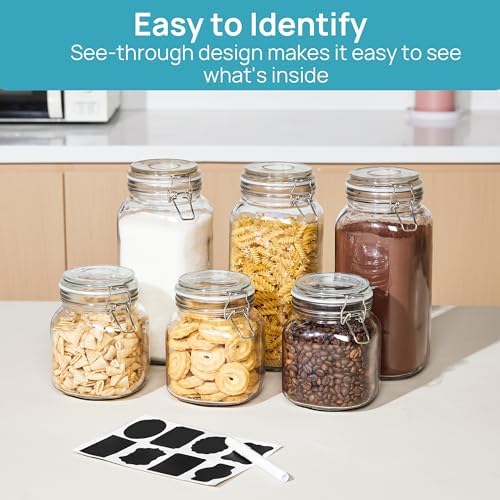 Vtopmart 34oz Glass Food Storage Jars with Airtight Clamp Lids, 3 Pack - Image 5