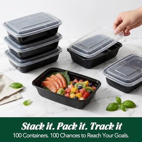 Glotoch Express Meal Prep Containers with Lids 32oz 100 Pack (200 Piece) - Image 7