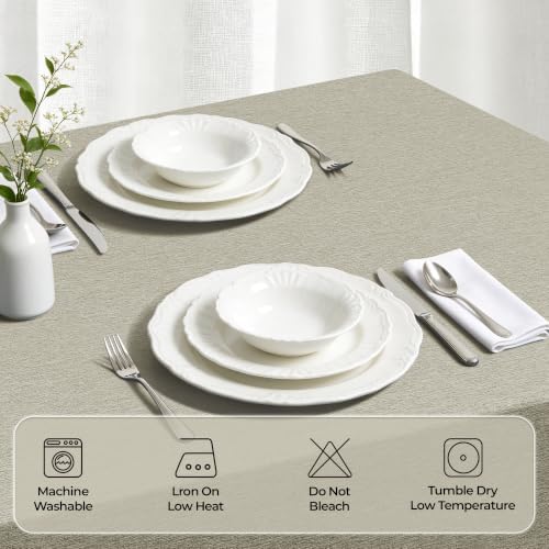 Decorelia Faux Linen Tablecloth for Dining Room, 60 x 144 Inch (12-14 Seats), Natural - Image 3