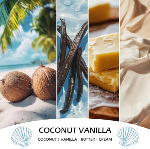 Coconut Vanilla Candles, 7oz Vanilla Coconut Scented Candle, Natural Soy Candles for Home Scented, Long Lasting with 50 Hour Burn Time, Gifts for Men Women - Image 2