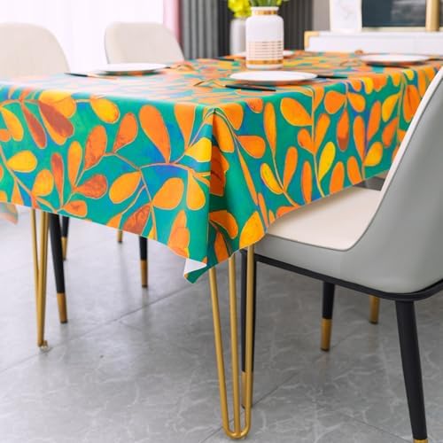 Rectangle Table Cloth,100% Waterproof Tablecloth Oil Proof Spill Proof Vinyl Table Cloth, Wipe Clean Plastic Table Cover for Dining, Camping, Indoor and Outdoor 54" x 120",Coloured Leaf - Image 7