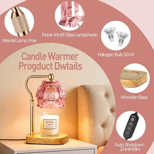 Candle Warmer Lamp with Timer - Flower Design Electric Wax Melting Wax Lamp for Jar Candles, Gift for Women, Mom, Christmas, Birthday,Home Decor - Image 6