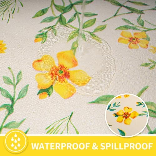 Rectangle Table Cloth,100% Waterproof Tablecloth Oil Proof Spill Proof Vinyl Table Cloth, Wipe Clean Plastic Table Cover for Dining, Camping, Indoor and Outdoor 54" x 102",Yellow Flower - Image 2