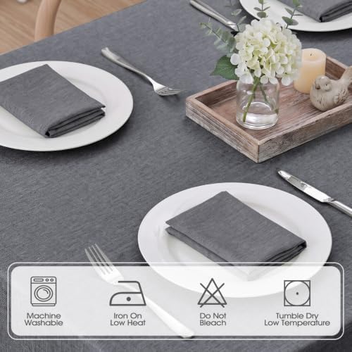 Veblandy Rectangle Tablecloth Linen Textured Waterproof & Stain Resistant Table Cloth Wrinkle Free Decorative Fabric Farmhouse Table Cover for Dining/Party/Buffet/Wedding, 60 x 120 Inch, Dark Grey - Image 5