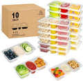 MACTANO 8 OZ Reusable Snack Containers with Lids, New 3 Compartment Condiment Snack Pack Containers 10 Sets by MACTANO