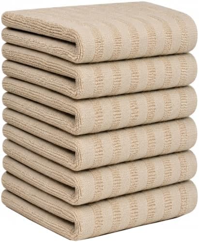 Premium Kitchen Towels 6 Pack 100% Cotton, 20"x28" - Tan Solid - Image 3
