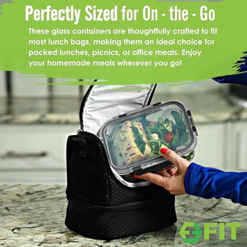 Glass Meal Prep Containers 2 and 3 Compartments, Leak-Proof, 32 oz, 4 Pack - Image 6