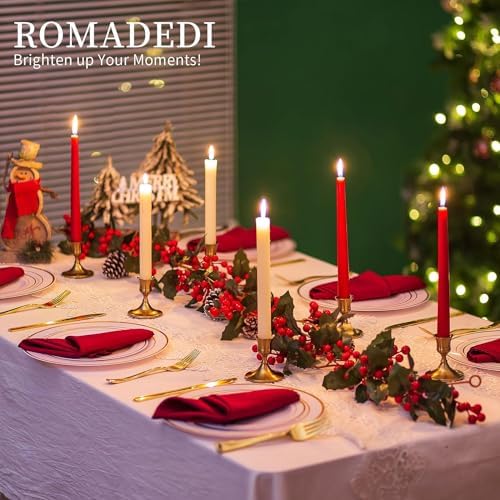 Romadedi Gold Candlestick Candle Holders for Taper, 6 PCS Gold Brass Color Candle Stick Candle Holder for Table Centerpiece, Wedding Reception, Festive Christmas Mantel Decoration or Home Decor - Image 3