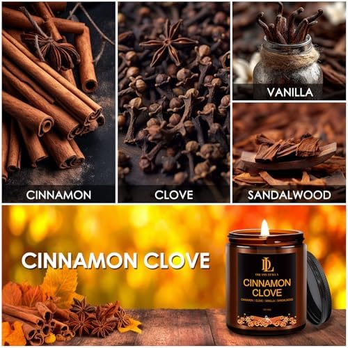 DL DREAMY DEWLA Fall Candle, Cinnamon Clove Scented for Home, 7oz Soy Wax - Image 5