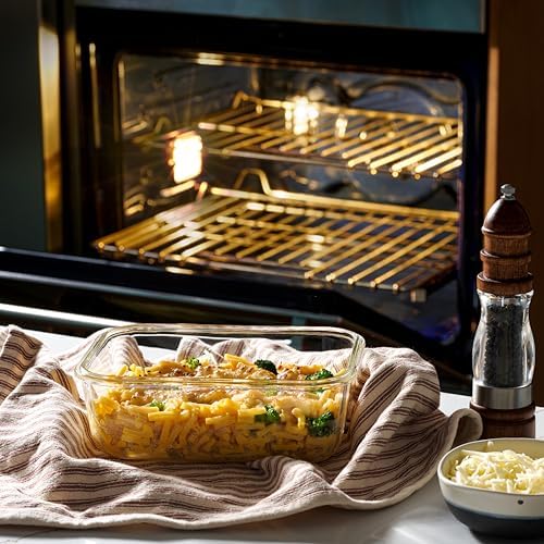 4pc Set - 8 Cup/64oz Large Glass Food Storage Containers with Lids Airtight Meal Prep Container with Lid Lock - Freezer Microwave & Oven Safe Clear Lunch Bowl Stackable Baking Pantry Organizer (2Pack) - Image 4