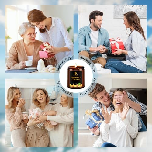 Pineapple Cocktail Candles, 7oz Pineapple Cocktail Scented Candle, Natural Soy Candles for Home Scented, Long Lasting with 50 Hour Burn Time, Gifts for Men Women - Image 4