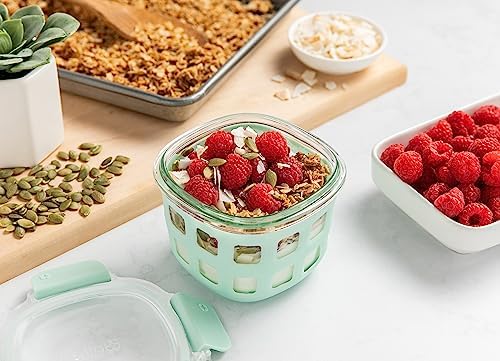 Ello DuraGlass Rounds Glass Food Storage Containers - Meal Prep Bowls with Silicone Sleeve and Airtight Lids, 2 Cup, Yucca - Image 2