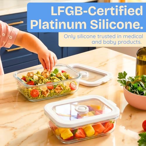 Ziruma Non-Toxic Glass Food Containers with Lids, 4-Pack, Multi-Size, Gray - Image 4