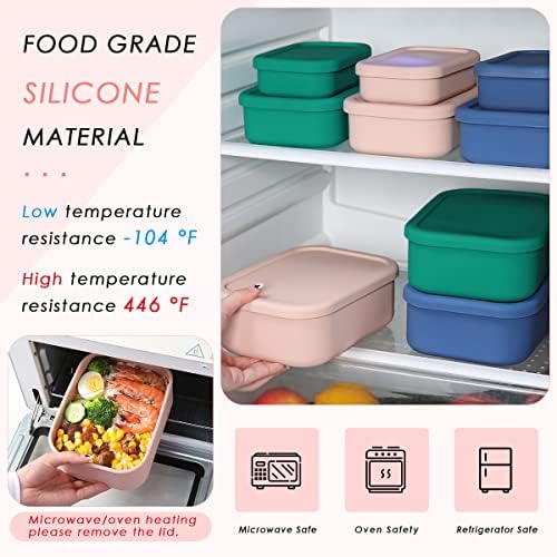 Silicone Food Storage Containers, Set of 3 Hard-Shell Bento Lunch Boxes - Image 5