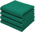 Homaxy 100% Cotton Waffle Weave Kitchen Dish Towels 4-Pack, Dark Green by Homaxy
