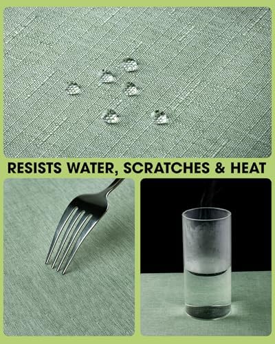 Pureegg Rectangle Linen Tablecloth Waterproof & Stain Resistant, Wrinkle-Free Table Cloth Adds Elegance and Protection, Ideal for Dining, Party, Wedding and Outdoor, 60 x 84 Inch, Sage Green - Image 3