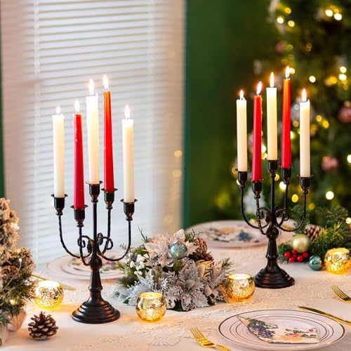 Sziqiqi Black Candelabra Candle Holder for Halloween, 5 Arms Candelabra - Image 3