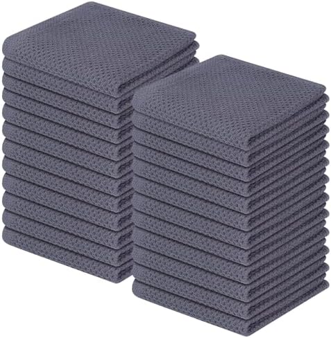 Homaxy 100% Cotton Waffle Weave Kitchen Dish Cloths 24-Pack, Dark Grey by Homaxy
