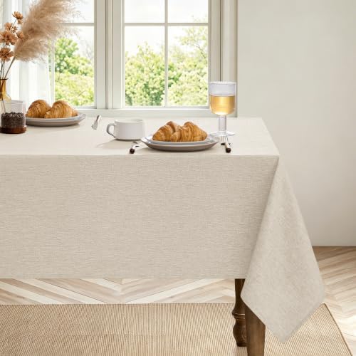 Decorelia Cream Linen Textured Tablecloth Rectangular 52 x70 Inch - Image 2