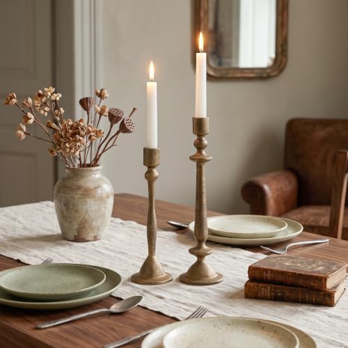 Vintage Gold Cast Iron Taper Candle Holders Set of 2 - Image 7
