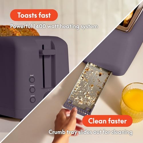 bella Fits-Anywhere™ Slim Toaster, 4 Slice Extra Long & Wide Slot, Plum - Image 5