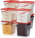 CURTA 8-Pack 8 Qt NSF Clear Polycarbonate Food Storage Containers with Red Lids - Square, Commercial-Grade, Freezer & Dishwasher Safe, Stackable by CURTA