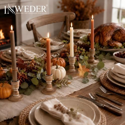 Wooden Taper Candle Holders: Rustic Farmhouse Decor, Set of 4 - Image 7