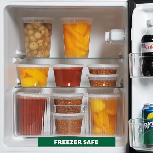 Freshware Food Storage Containers [50 Set] 34 oz Plastic Deli Containers with Lids, Slime, Soup, Meal Prep Containers, BPA Free, Stackable, Leakproof, Microwave, Dishwasher and Freezer Safe - Image 6